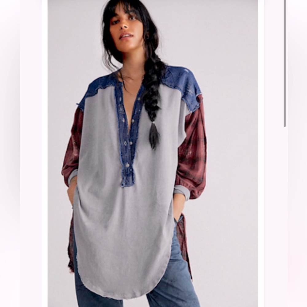 Free People Plaid Extravaganza Top Size XSmall